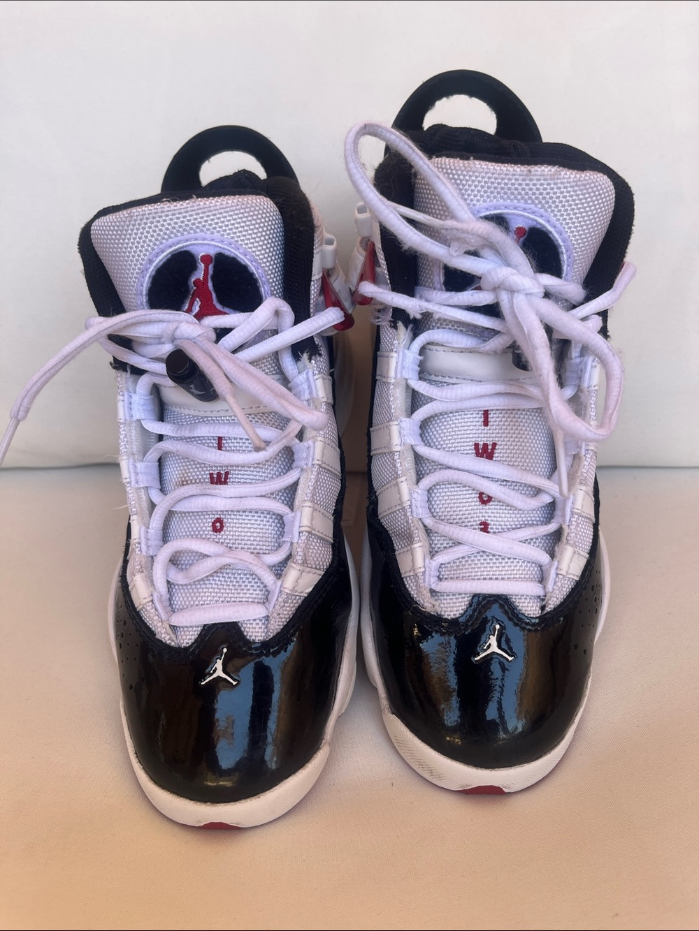 Jordan Kids' White, Black and Red Retro Basketball Sneakers